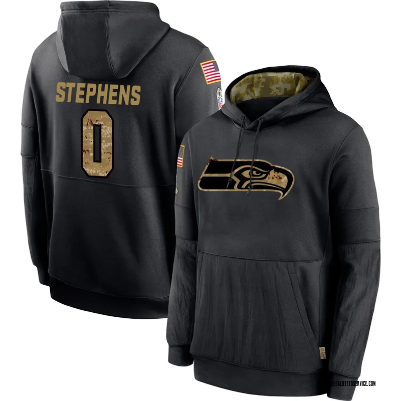 Men's Beau Stephens Seattle Seahawks Black 2020 Salute to Service Sideline Performance Pullover Hoodie
