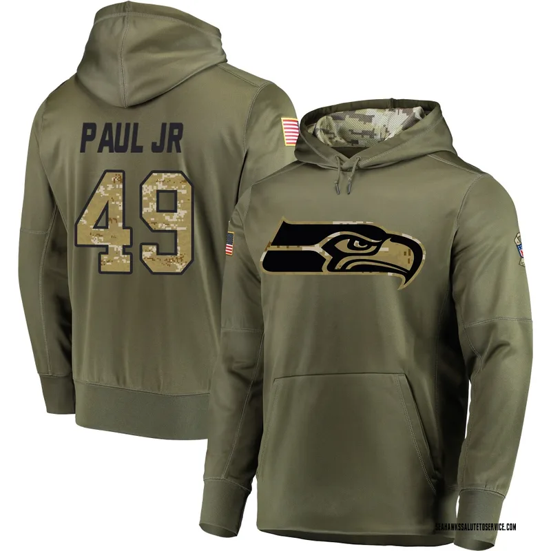 Men's Chris Paul Jr. Seattle Seahawks Olive Salute to Service Pullover Hoodie