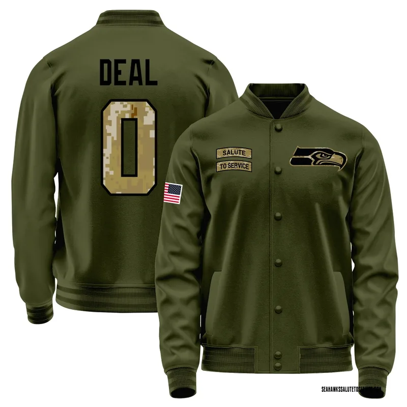 Men's Devean Deal Seattle Seahawks Olive Salute to Service Sideline Performance Jacket