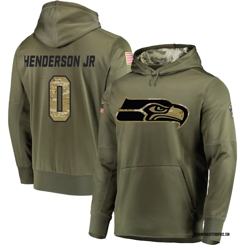 Men's Emmanuel Henderson Jr. Seattle Seahawks Olive Salute to Service Pullover Hoodie