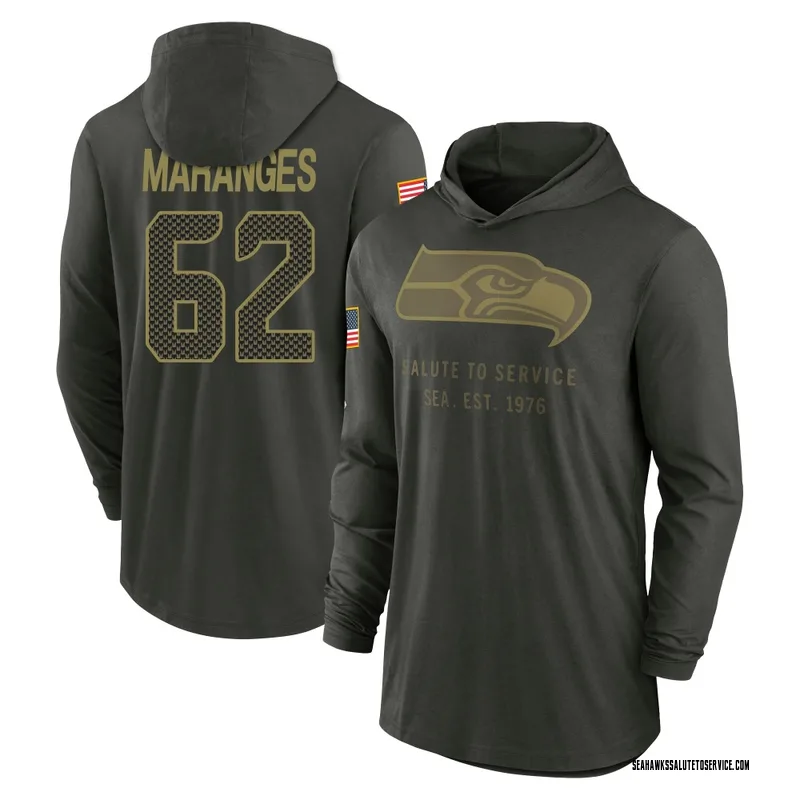 Men's Federico Maranges Seattle Seahawks Green Forest/ 2025 Salute to Service Sideline Lightweight Hooded Pullover Long Sleeve T