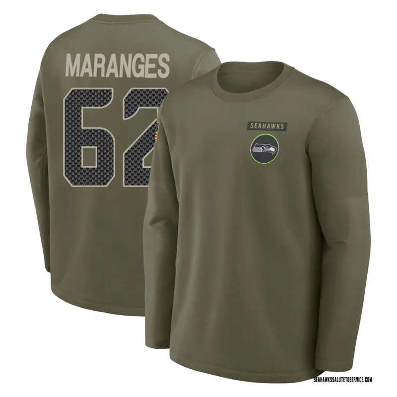 Men's Federico Maranges Seattle Seahawks Olive 2025 Salute to Service Sideline Coaches Long Sleeve T-Shirt