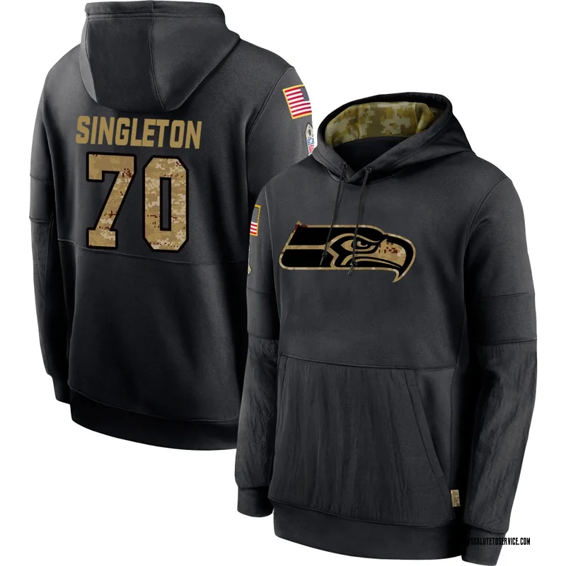 Men's J.R. Singleton Seattle Seahawks Black 2020 Salute to Service Sideline Performance Pullover Hoodie