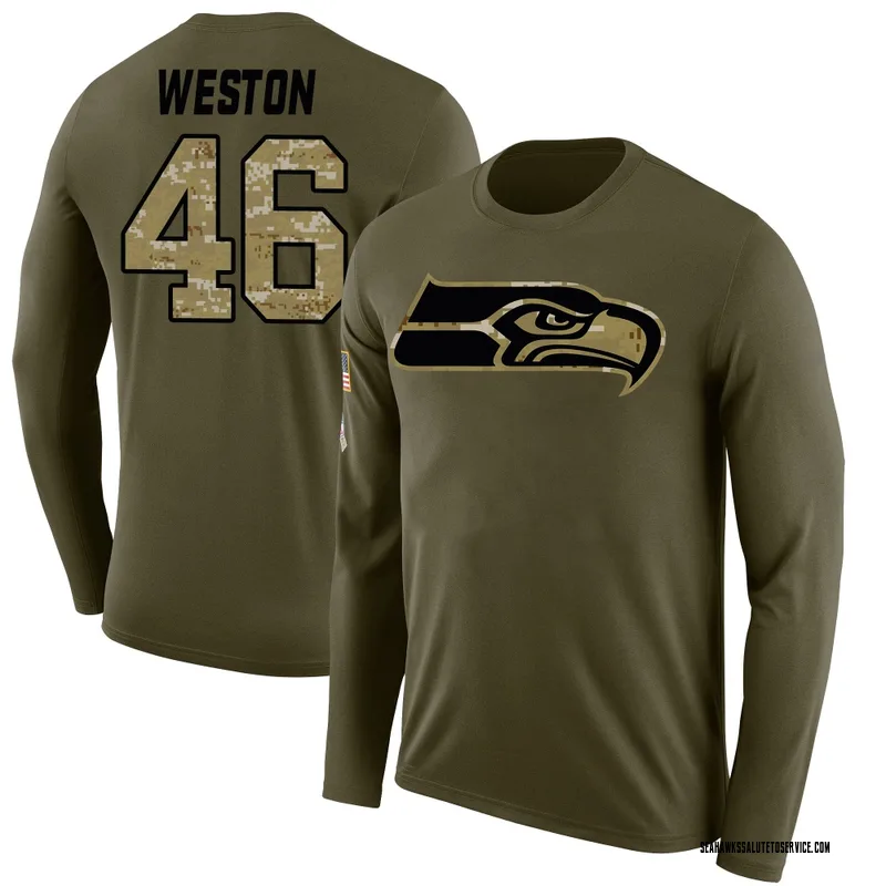 Men's Ja'Markis Weston Seattle Seahawks Legend Olive Salute to Service Sideline Long Sleeve T-Shirt