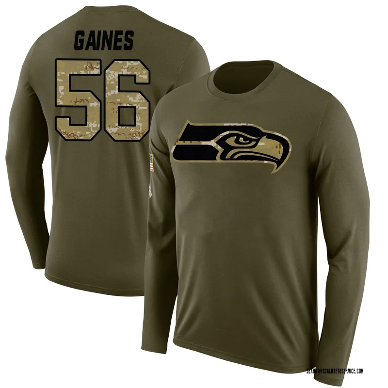 Men's Jalan Gaines Seattle Seahawks Legend Olive Salute to Service Sideline Long Sleeve T-Shirt