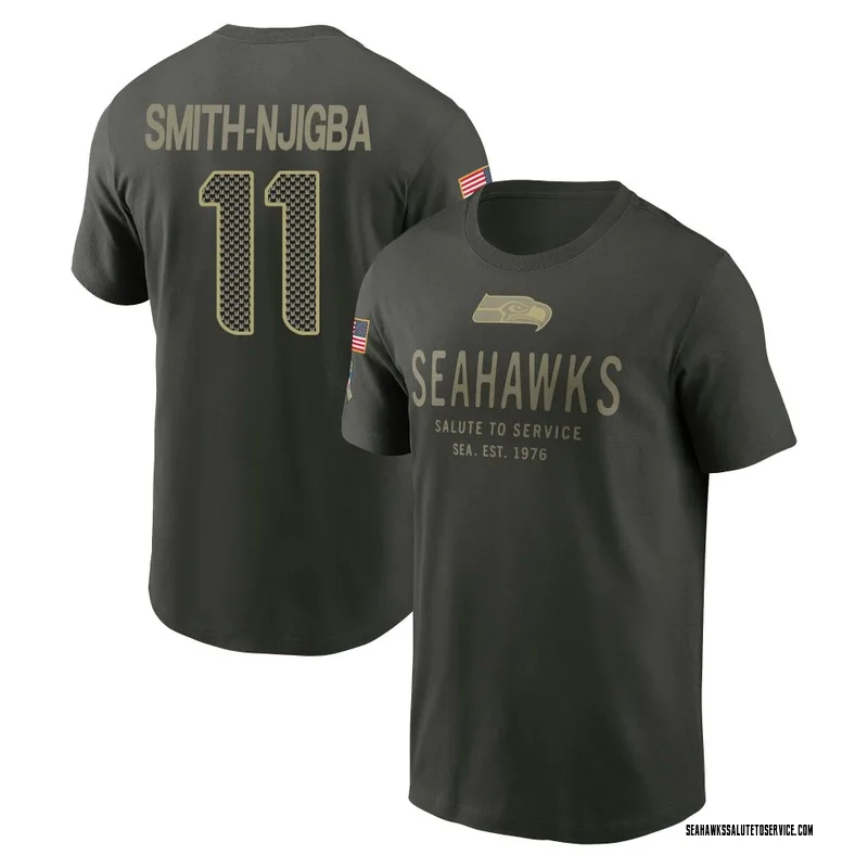 Men's Jaxon Smith-Njigba Seattle Seahawks Green Forest/ 2025 Salute to Service Sideline Primary Edge T-Shirt
