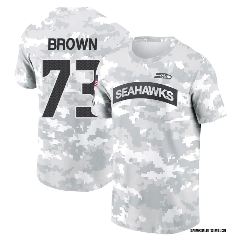 Men's Logan Brown Seattle Seahawks Camo Arctic 2024 Salute to Service Performance T-Shirt