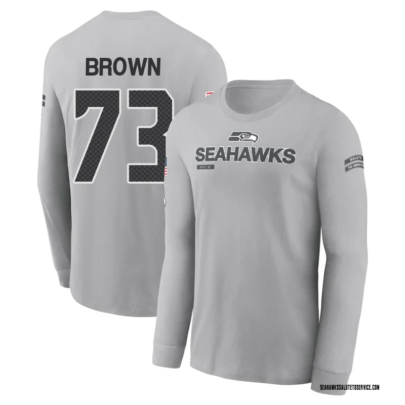 Men's Logan Brown Seattle Seahawks Gray 2024 Salute to Service Long Sleeve T-Shirt