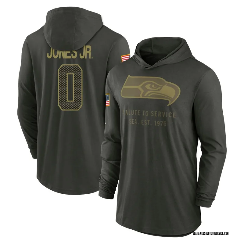 Men's Marvin Jones Jr. Seattle Seahawks Green Forest/ 2025 Salute to Service Sideline Lightweight Hooded Pullover Long Sleeve T-