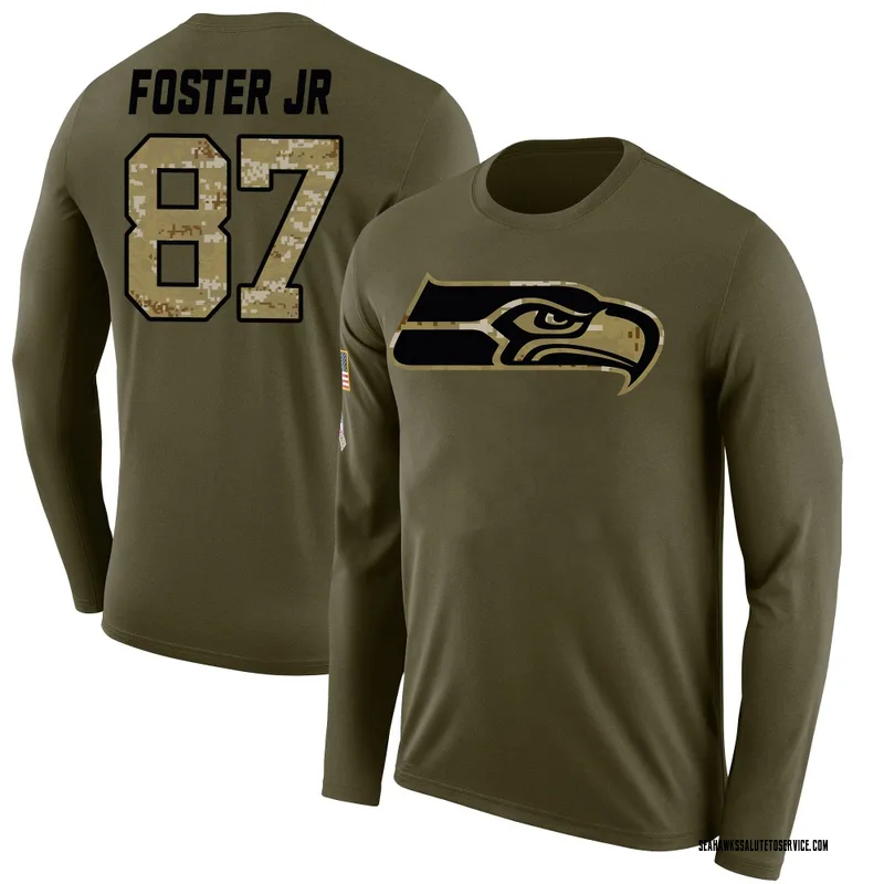Men's Montorie Foster Jr. Seattle Seahawks Legend Olive Salute to Service Sideline Long Sleeve T-Shirt