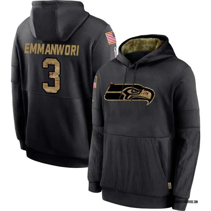 Men's Nick Emmanwori Seattle Seahawks Black 2020 Salute to Service Sideline Performance Pullover Hoodie