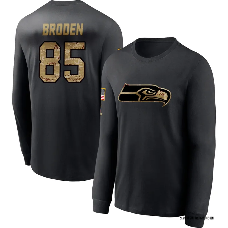 Men's Tyrone Broden Seattle Seahawks Black 2020 Salute To Service Sideline Performance Long Sleeve T-Shirt