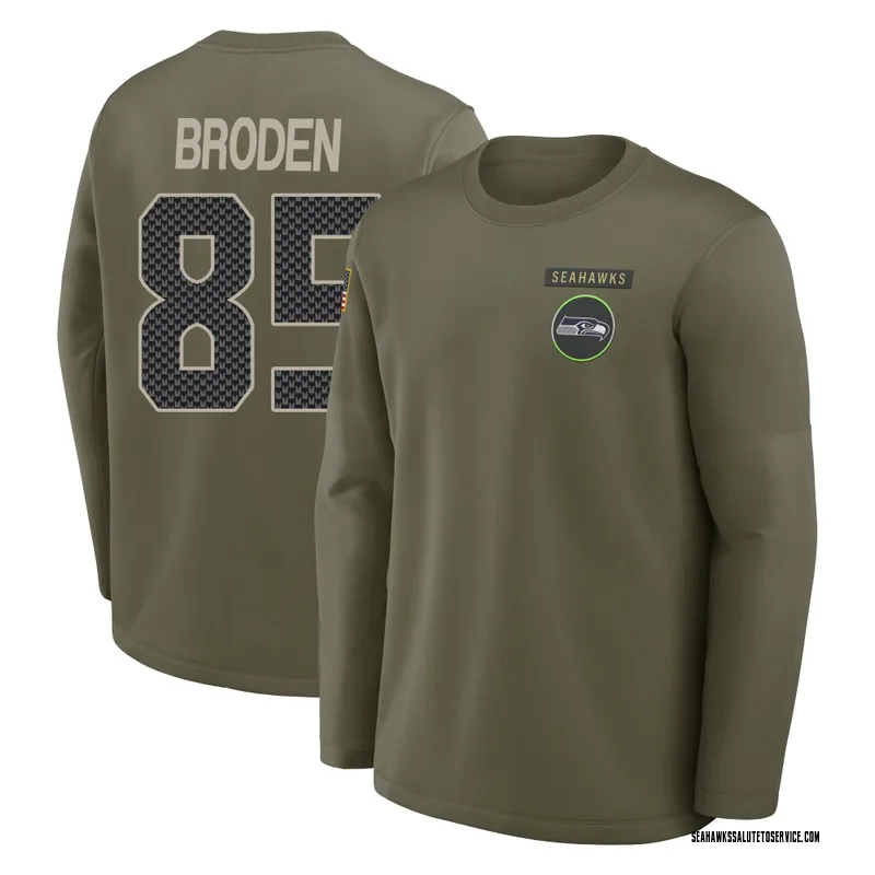 Men's Tyrone Broden Seattle Seahawks Olive 2025 Salute to Service Sideline Coaches Long Sleeve T-Shirt