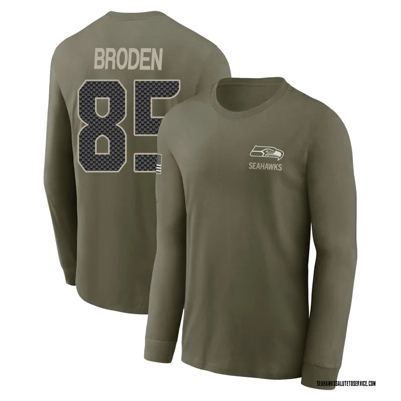 Men's Tyrone Broden Seattle Seahawks Olive 2025 Salute to Service Sideline Long Sleeve T-Shirt
