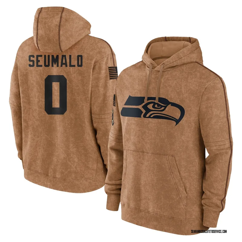 Men's Uso Seumalo Seattle Seahawks Brown 2023 Salute To Service Club Pullover Hoodie