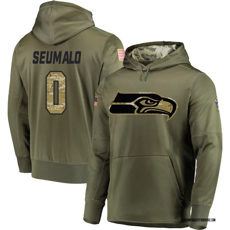 Men's Uso Seumalo Seattle Seahawks Olive Salute to Service Pullover Hoodie