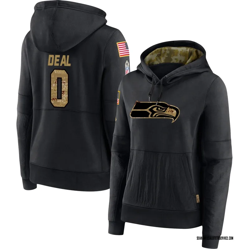 Women's Devean Deal Seattle Seahawks Black 2020 Salute to Service Sideline Performance Pullover Hoodie