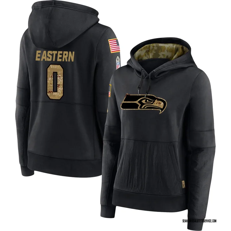 Women's Deven Eastern Seattle Seahawks Black 2020 Salute to Service Sideline Performance Pullover Hoodie