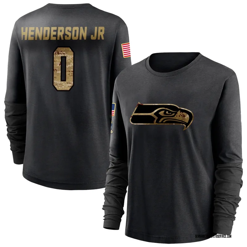Women's Emmanuel Henderson Jr. Seattle Seahawks Black 2020 Salute To Service Sideline Performance Long Sleeve T-Shirt