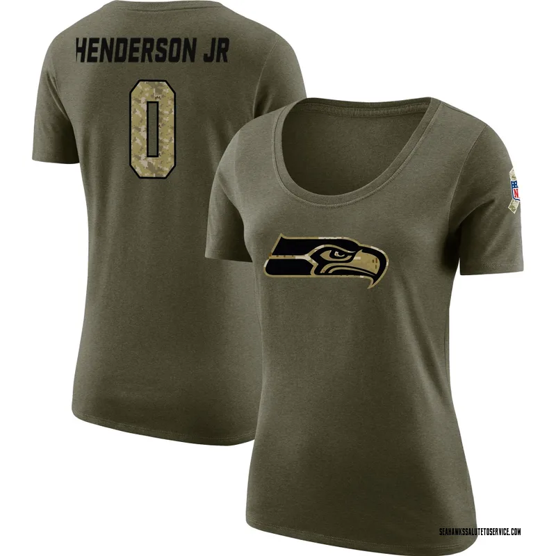 Women's Emmanuel Henderson Jr. Seattle Seahawks Legend Olive Salute to Service Scoop Neck T-Shirt