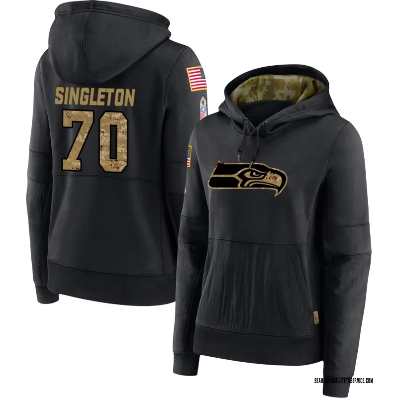 Women's J.R. Singleton Seattle Seahawks Black 2020 Salute to Service Sideline Performance Pullover Hoodie