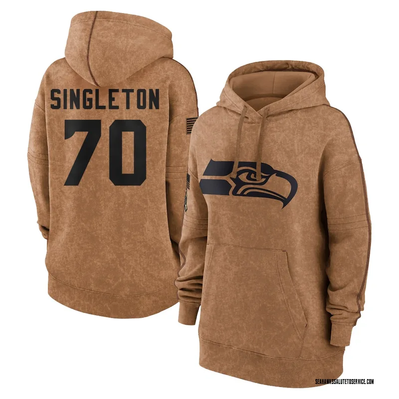 Women's J.R. Singleton Seattle Seahawks Brown 2023 Salute To Service Pullover Hoodie