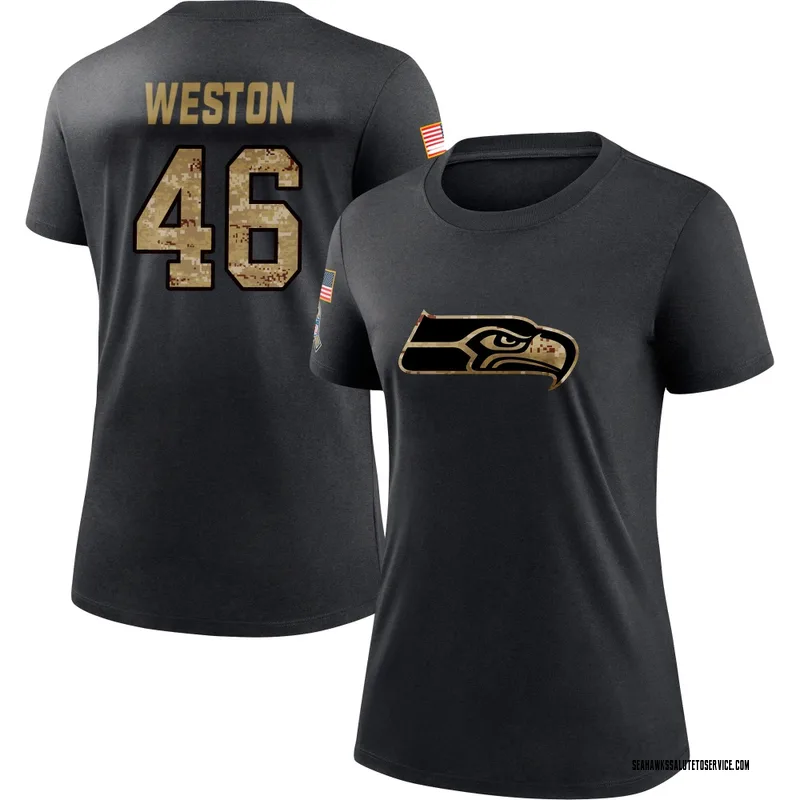Women's Ja'Markis Weston Seattle Seahawks Black 2020 Salute To Service Performance T-Shirt