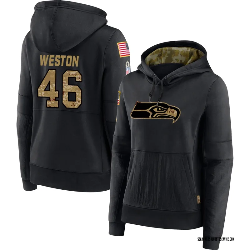Women's Ja'Markis Weston Seattle Seahawks Black 2020 Salute to Service Sideline Performance Pullover Hoodie