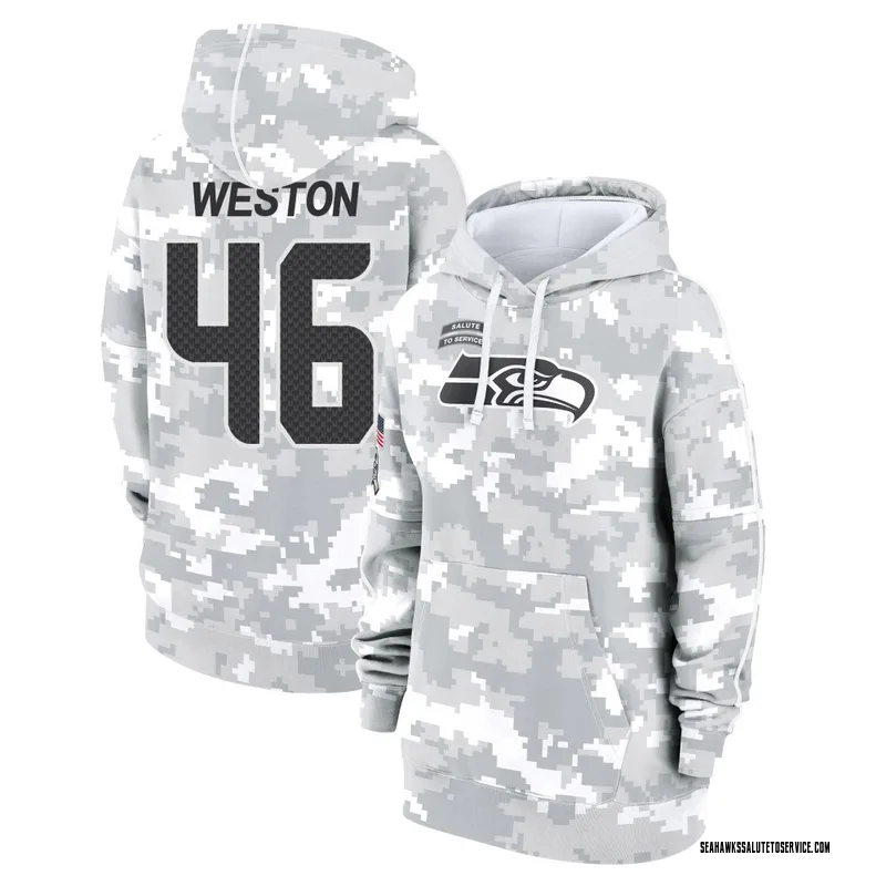 Women's Ja'Markis Weston Seattle Seahawks Camo Arctic 2024 Salute to Service Club Fleece Pullover Hoodie