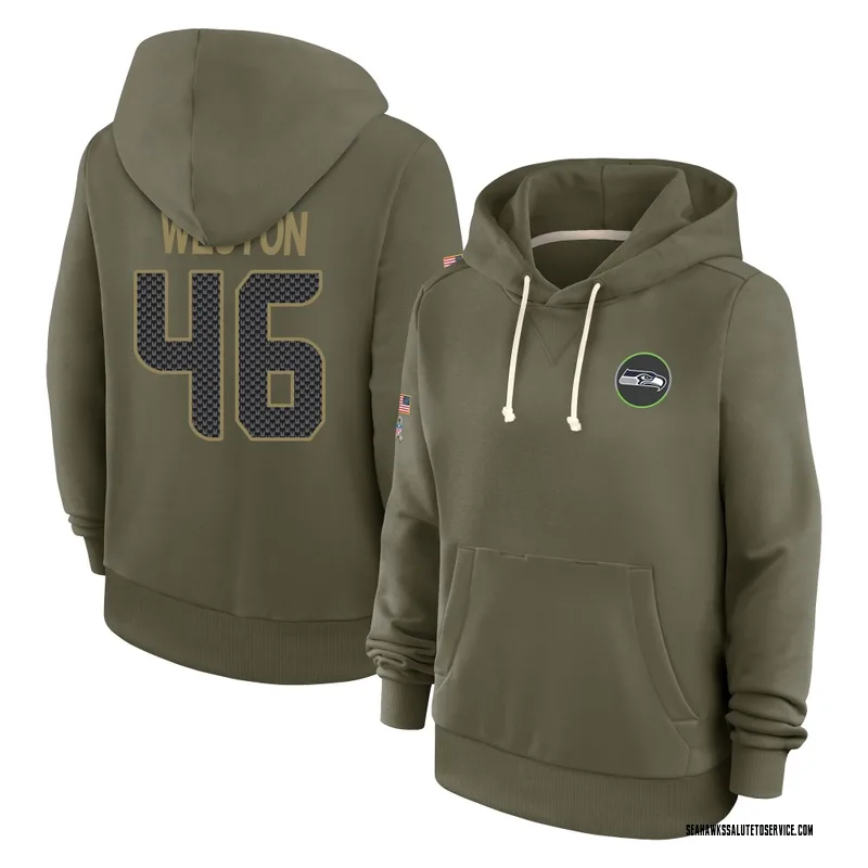 Women's Ja'Markis Weston Seattle Seahawks Olive 2025 Salute to Service Hoodie