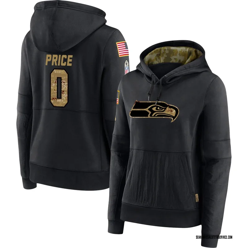 Women's Jadarian Price Seattle Seahawks Black 2020 Salute to Service Sideline Performance Pullover Hoodie