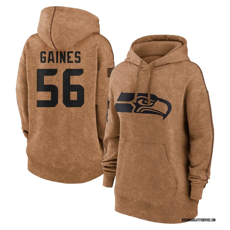 Women's Jalan Gaines Seattle Seahawks Brown 2023 Salute To Service Pullover Hoodie