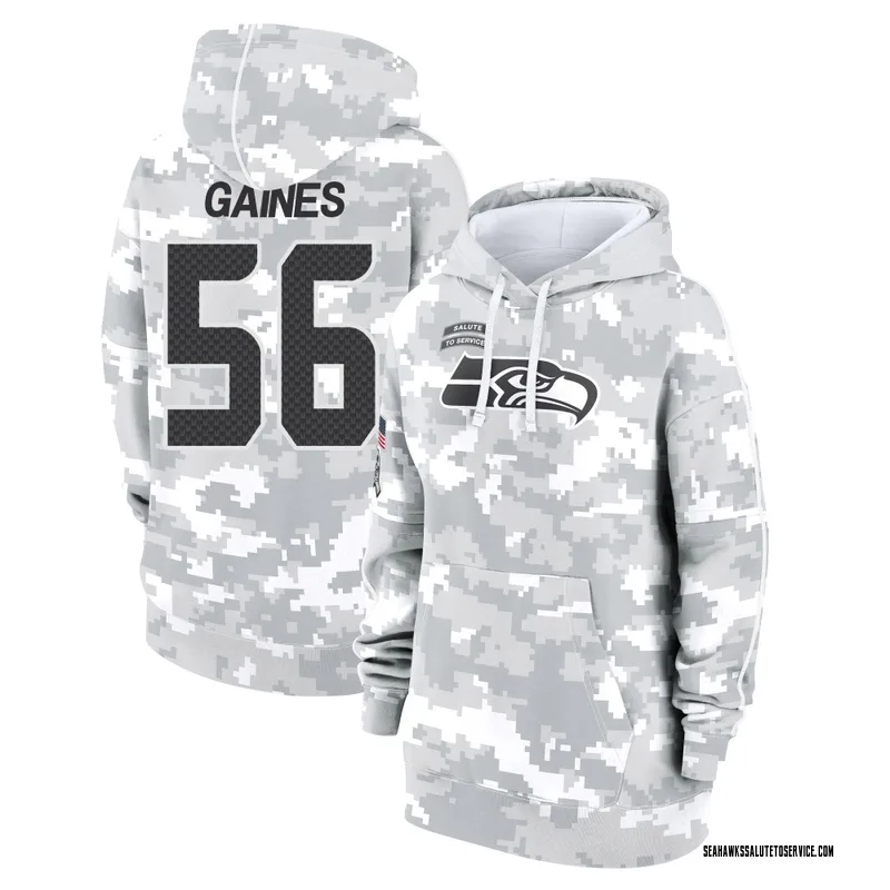 Women's Jalan Gaines Seattle Seahawks Camo Arctic 2024 Salute to Service Club Fleece Pullover Hoodie