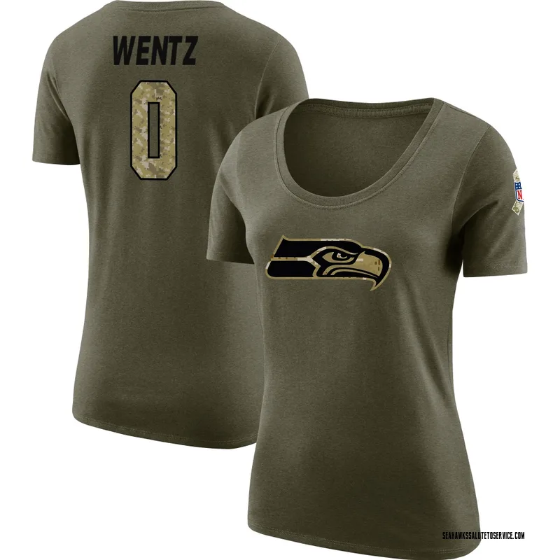 Women's Levi Wentz Seattle Seahawks Legend Olive Salute to Service Scoop Neck T-Shirt