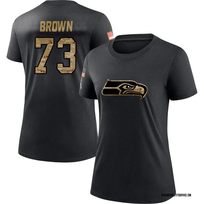 Women's Logan Brown Seattle Seahawks Black 2020 Salute To Service Performance T-Shirt