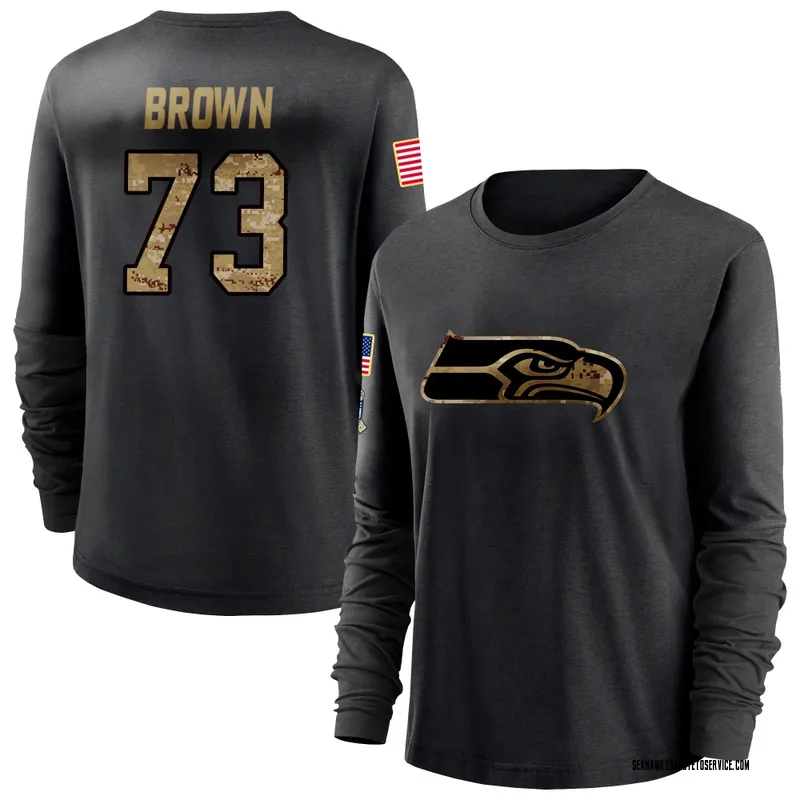 Women's Logan Brown Seattle Seahawks Black 2020 Salute To Service Sideline Performance Long Sleeve T-Shirt