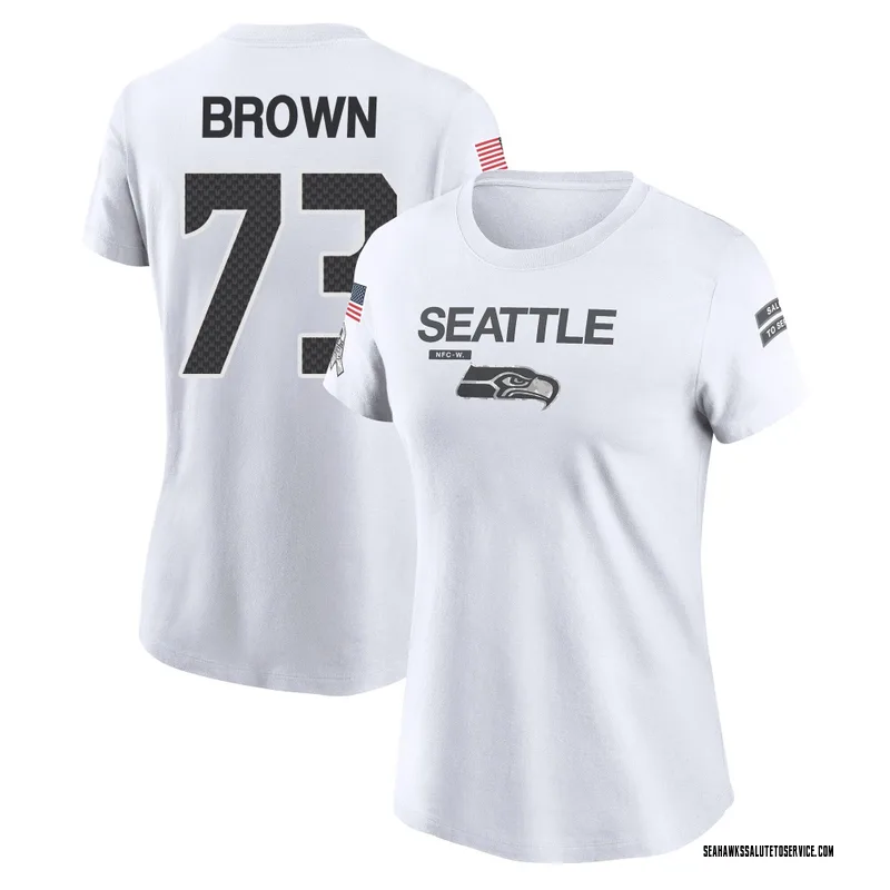 Women's Logan Brown Seattle Seahawks Legend White 2024 Salute to Service Performance T-Shirt