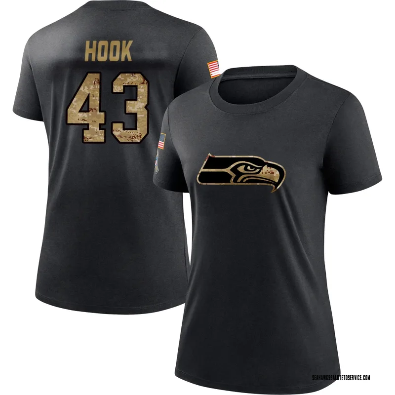 Women's Maxen Hook Seattle Seahawks Black 2020 Salute To Service Performance T-Shirt