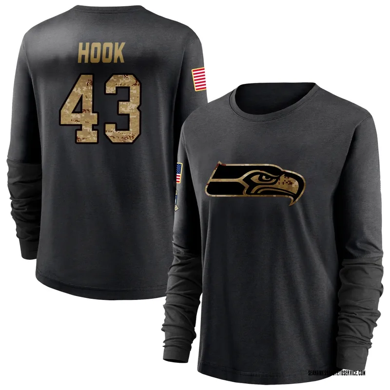 Women's Maxen Hook Seattle Seahawks Black 2020 Salute To Service Sideline Performance Long Sleeve T-Shirt