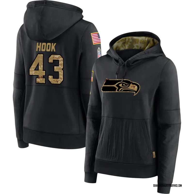 Women's Maxen Hook Seattle Seahawks Black 2020 Salute to Service Sideline Performance Pullover Hoodie