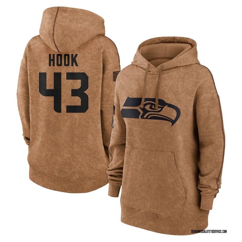 Women's Maxen Hook Seattle Seahawks Brown 2023 Salute To Service Pullover Hoodie