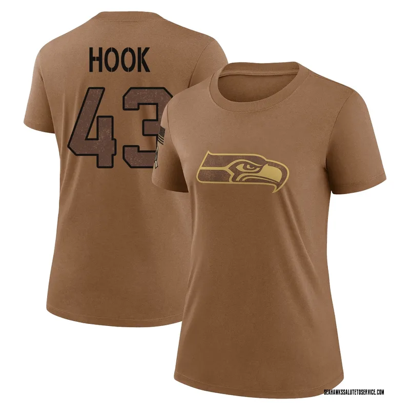 Women's Maxen Hook Seattle Seahawks Legend Brown 2023 Salute To Service Performance T-Shirt
