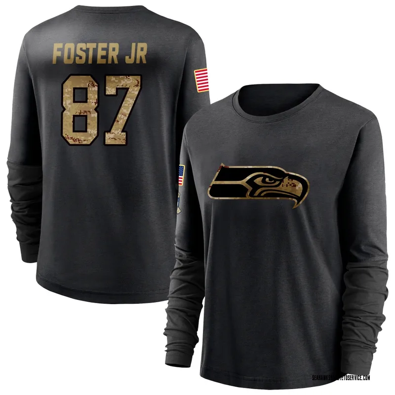 Women's Montorie Foster Jr. Seattle Seahawks Black 2020 Salute To Service Sideline Performance Long Sleeve T-Shirt