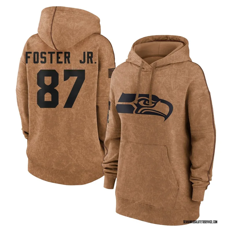 Women's Montorie Foster Jr. Seattle Seahawks Brown 2023 Salute To Service Pullover Hoodie