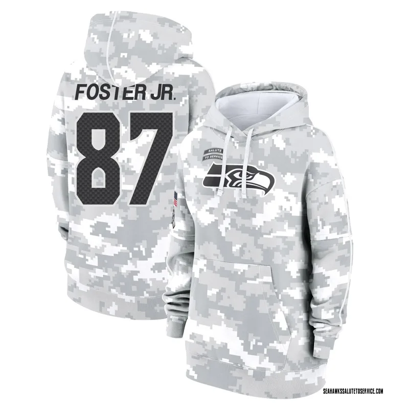Women's Montorie Foster Jr. Seattle Seahawks Camo Arctic 2024 Salute to Service Club Fleece Pullover Hoodie