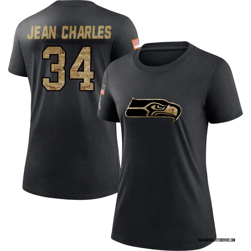Women's Shemar Jean-Charles Seattle Seahawks Black 2020 Salute To Service Performance T-Shirt