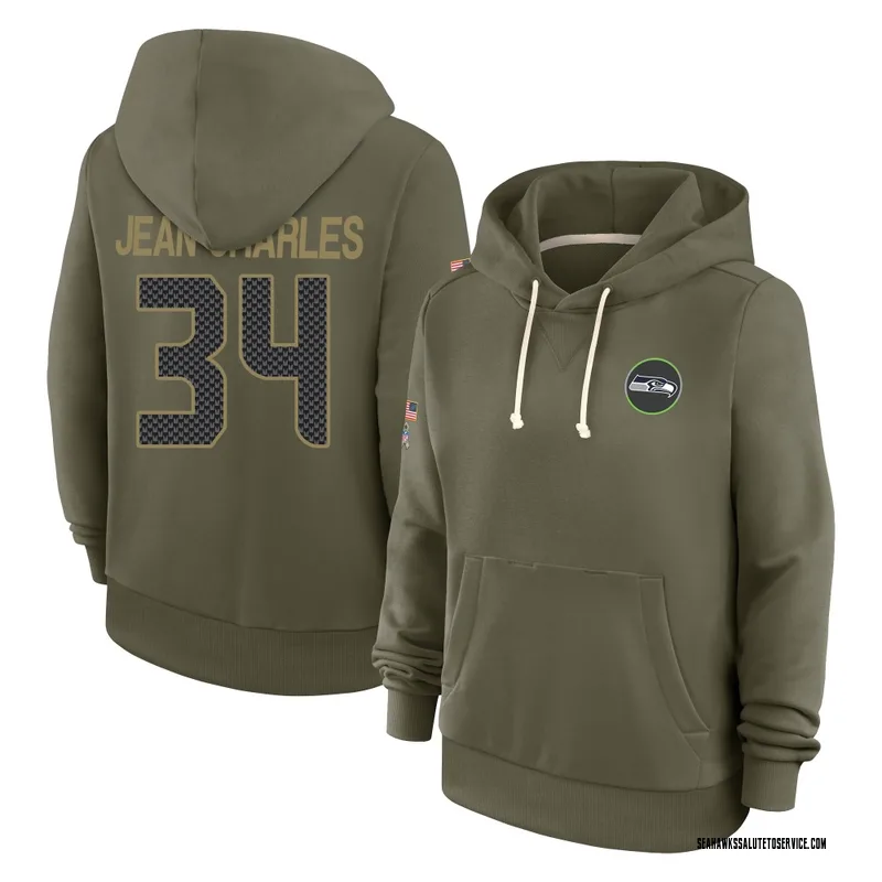Women's Shemar Jean-Charles Seattle Seahawks Olive 2025 Salute to Service Hoodie
