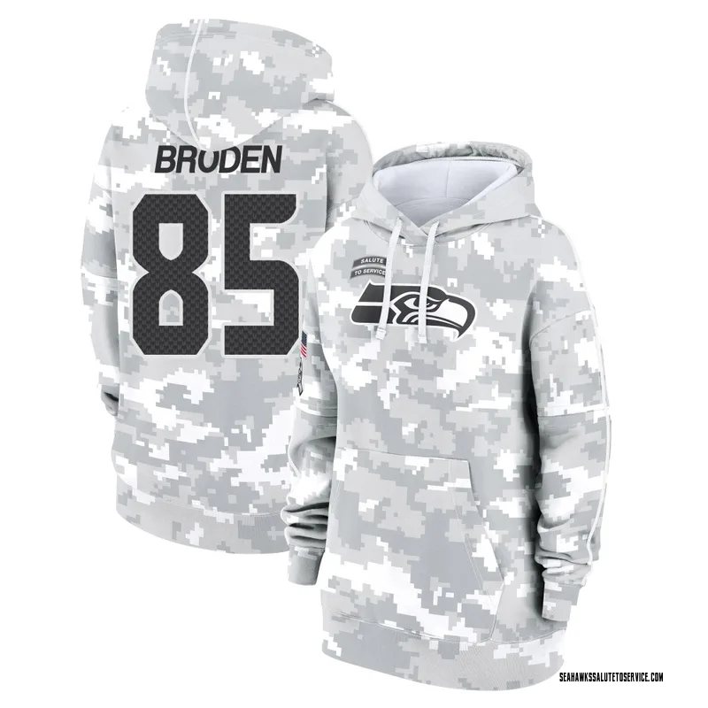 Women's Tyrone Broden Seattle Seahawks Camo Arctic 2024 Salute to Service Club Fleece Pullover Hoodie