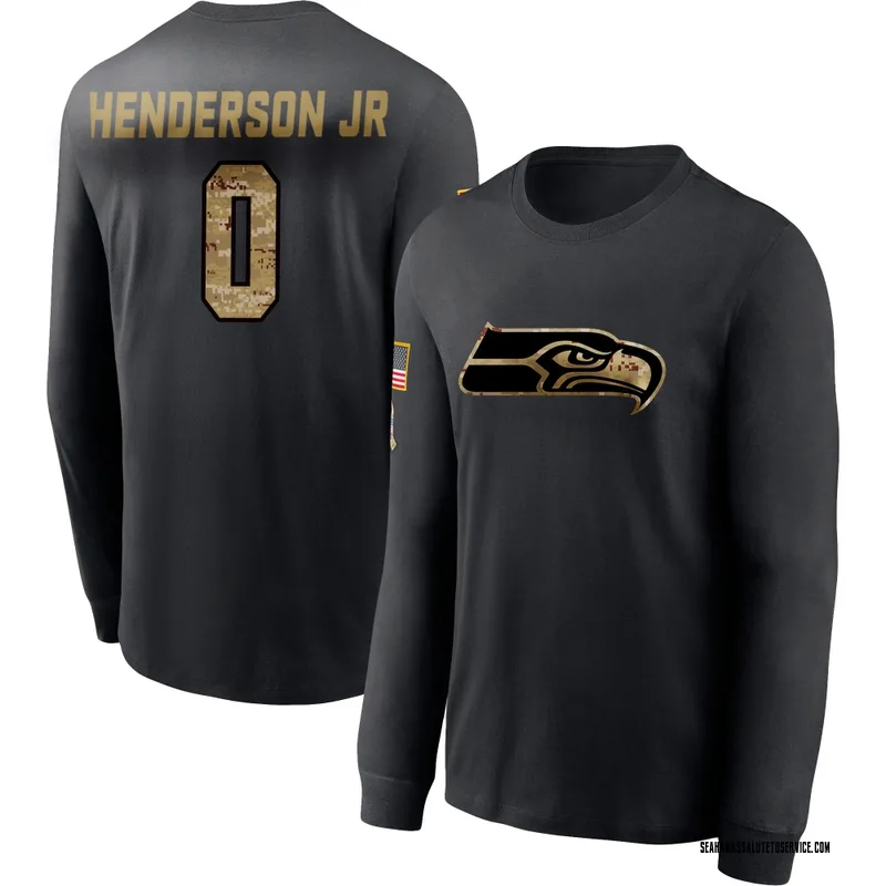 Youth Emmanuel Henderson Jr. Seattle Seahawks Black 2020 Salute To Service Sideline Performance Long Sleeve T-Shirt