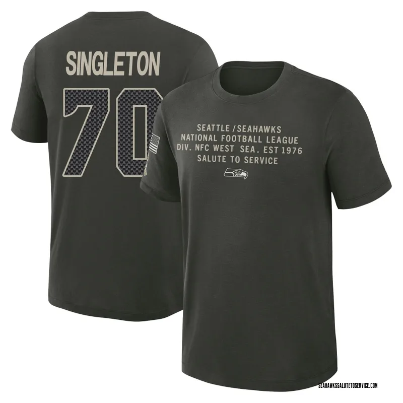 Youth J.R. Singleton Seattle Seahawks Green Dark/ 2025 Salute to Service Sideline Slub T-Shirt